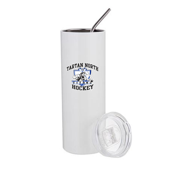 20 oz Stainless Steel Tumbler w/ Straw & Lid - Sublimated Logo Thumbnail